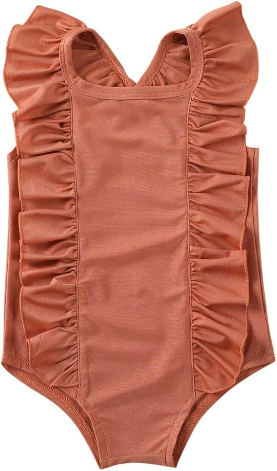 Muasaaluxi Toddler Baby Girls Swimsuit Ruffled Sleeveless Swimwear One-Piece Beachwear Bathing Su... | Amazon (US)