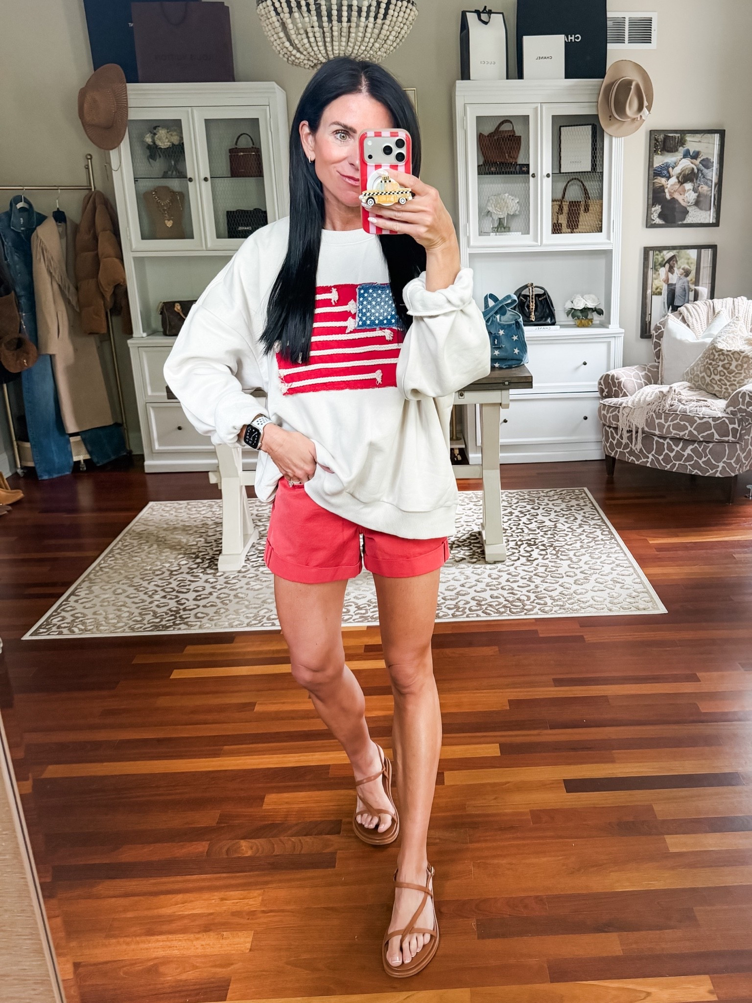 Love this flag sweatshirt! Sized up to xl
Wearing a 2 in shorts 
@Target

#LTKootd #LTKmomlife #LTKSeasonal