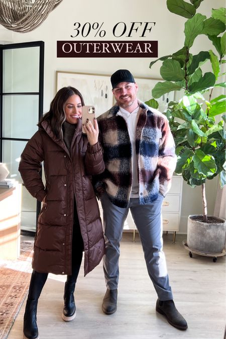 Abercrombie 30% off - both our coats are from there! I’m wearing small petite in coat, small in sweater (30% off), small petite in leggings (20% off), and boots tts (30% off). Scott is wearing xl in coat, but we are exchanging for a large. 


#LTKfamily #LTKsalealert #LTKstyletip