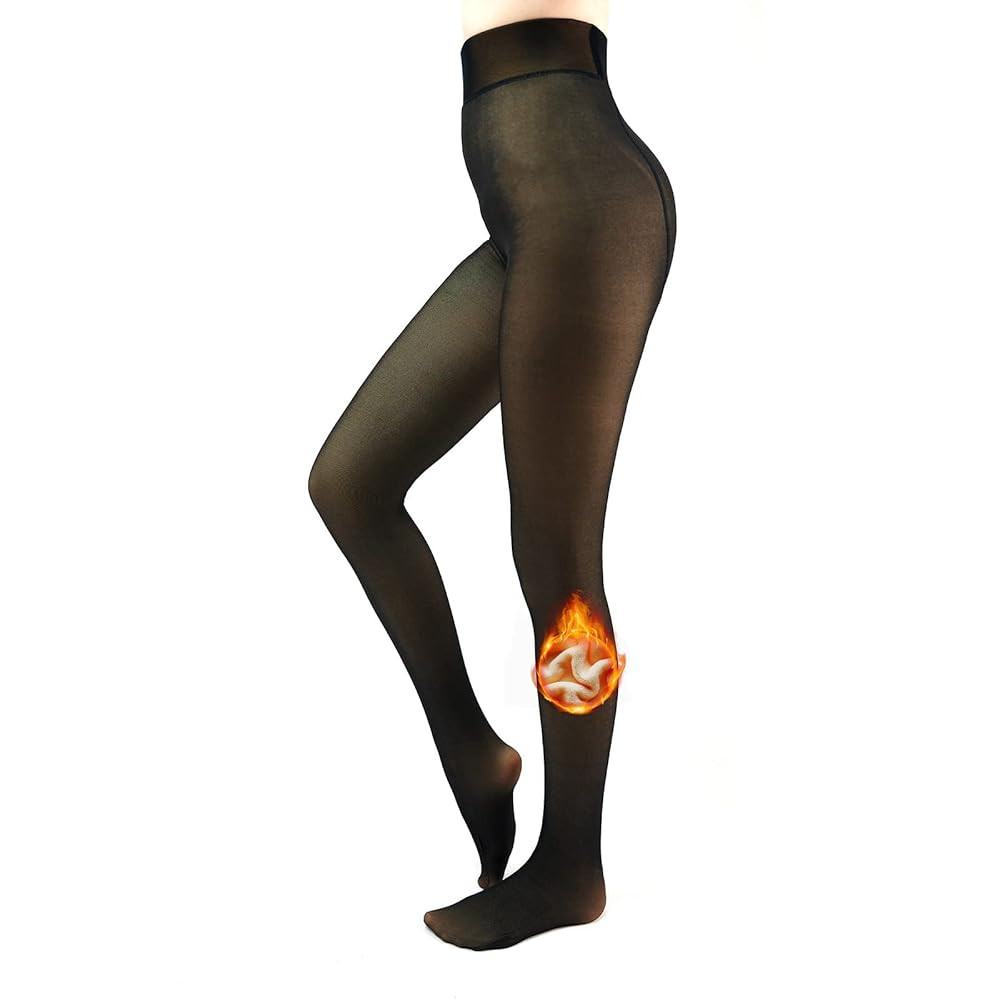 Fleece Lined Tights Sheer Women - Fake Translucent Warm Pantyhose Leggings Sheer Thick Tights for... | Amazon (US)