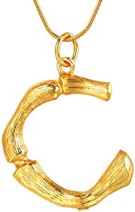 DIY 26 Letter Charm Bamboo Pendants Women Gold/Platinum Plated Snake Chain Initial Necklace | Amazon (US)