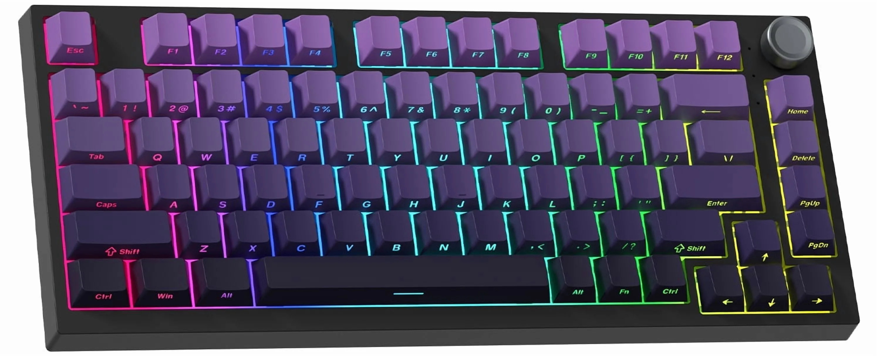 COSTOM WK75 75% Wireless Mechanical Keyboard, 75% Hot Swappable Custom Keyboard with Knob, RGB Backlit, Pre-lubed Switches, 2.4GHz/USB-C/BT5.0 Gaming Keyboards (Purple) | Walmart (US)