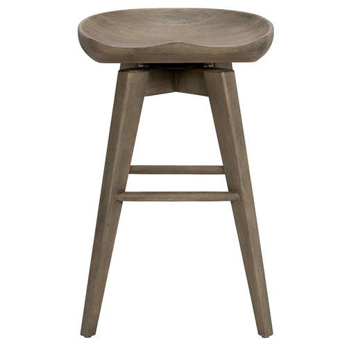Parnel Rustic Lodge Dark Brown Solid Wood Swivel Backless Counter Stool | Kathy Kuo Home