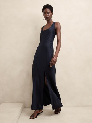 Satin Twill Slit Maxi Dress | Banana Republic Factory