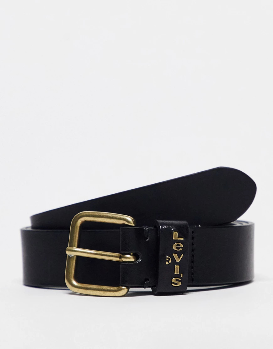 Levi's Calypso leather belt in black with gold buckle | ASOS (Global)