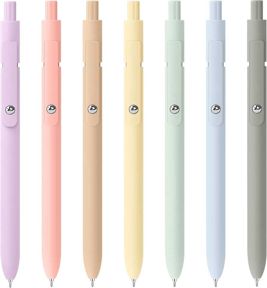 Gel Pens, 7pcs 0.5mm Quick Dry Black Ink Fine Point Smooth Writing Pens, Cute Teacher Work Desk A... | Amazon (US)