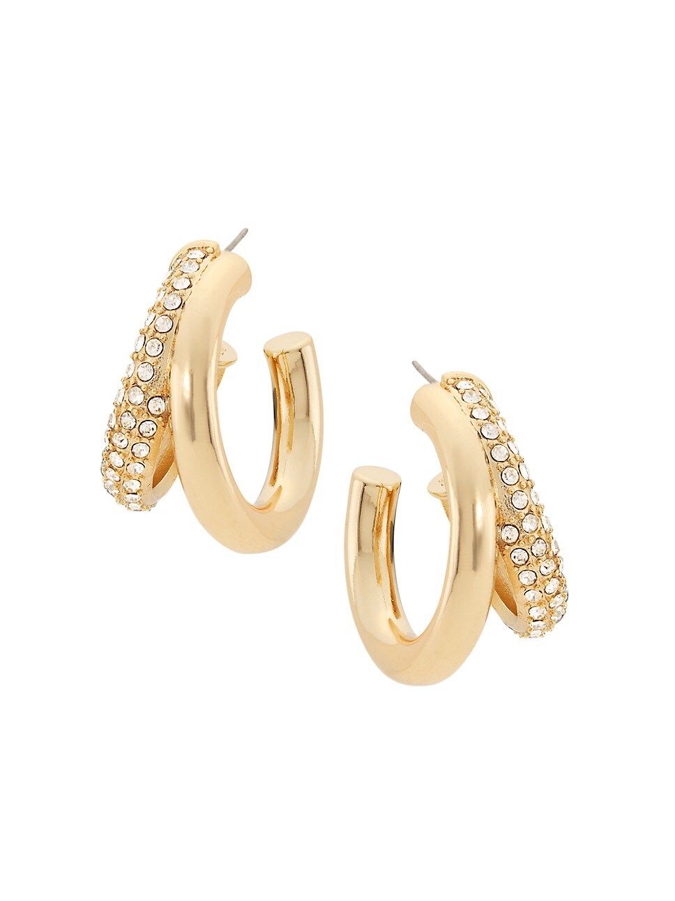14K-Gold-Plated & Glass Crystal Double-Hoop Earrings | Saks Fifth Avenue