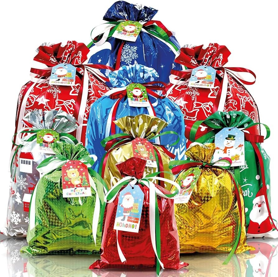 Diamerd 38PC Christmas Gift Bags with Tags & Ribbon Ties, Assorted Sizes for Xmas Holiday Present... | Amazon (US)