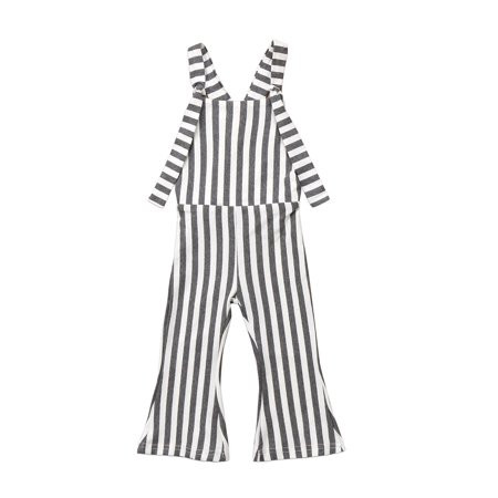 Cathery Kids Baby Girls Stripes Brace Pants Overalls Bodysuit Romper Bell Bottom Outfits | Walmart (US)