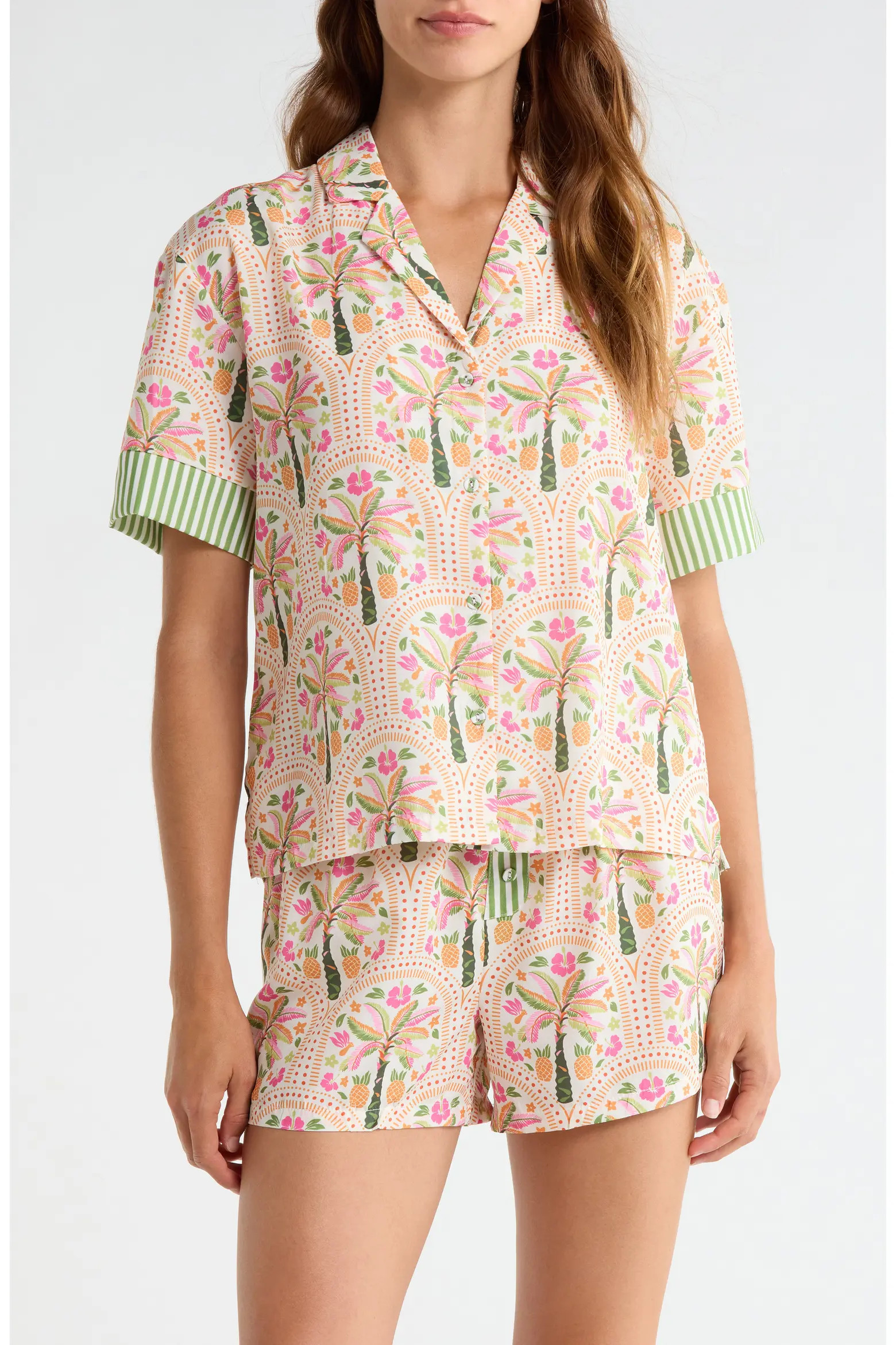 Notch Collar Top & Boxers Woven Short Pajamas (Women) | Nordstrom | Nordstrom