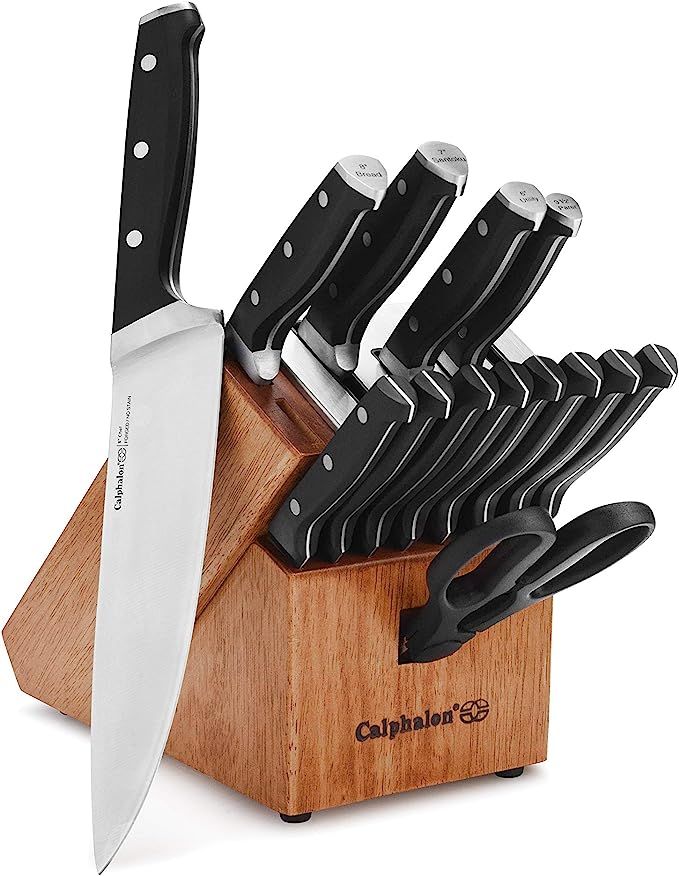 Calphalon Kitchen Knife Set with Self-Sharpening Block, 15-Piece Classic High Carbon Knives | Amazon (US)