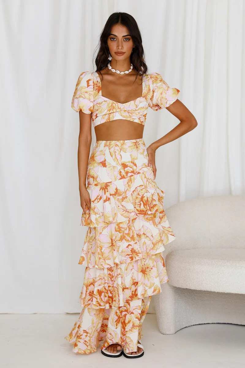 SEVEN WONDERS Tropicana Maxi Skirt Citrus Floral | Fortunate One