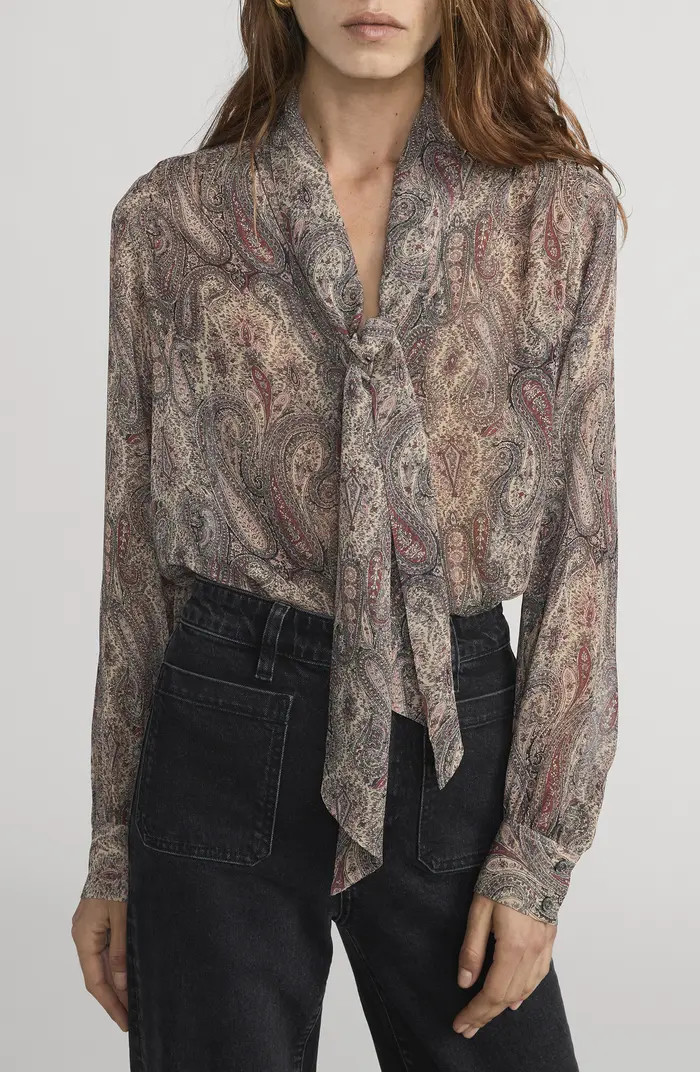 The Paisley Tie Neck Silk Shirt | Nordstrom