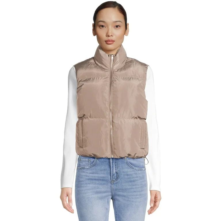 Liv & Lottie Juniors' Faux Sherpa Lined Cropped Puffer Vest | Walmart (US)