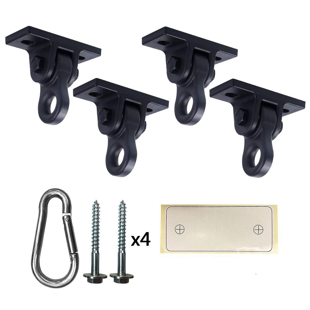 Heavy Duty Black Swing Hangers Screws Bolts Included Over 5000 lb Capacity Playground Porch Yoga Seat Trapeze Wooden Sets Indoor Outdoor (4 Pack) | Amazon (US)
