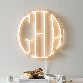 Create Your Own - Circle Monogram Neon LED Wall Light | Pottery Barn Teen