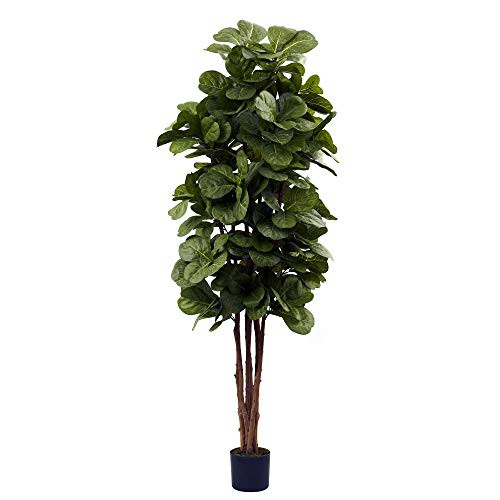 Nearly Natural 6ft Fiddle Leaf Fig Artificial Trees, 72in, Green | Amazon (US)