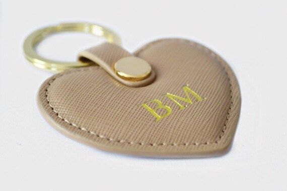 Personalised Genuine Leather Heart Keyring Mocha  Saffiano | Etsy | Etsy (US)