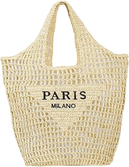 Straw Tote Bag for women,Mesh Hollow Woven Tote Bag,Handbag Beach Bag,Paris Hobo Bag,Large Should... | Amazon (US)