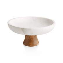 Wood and Marble Footed Fruit Bowl + Reviews | Crate & Barrel | Crate & Barrel