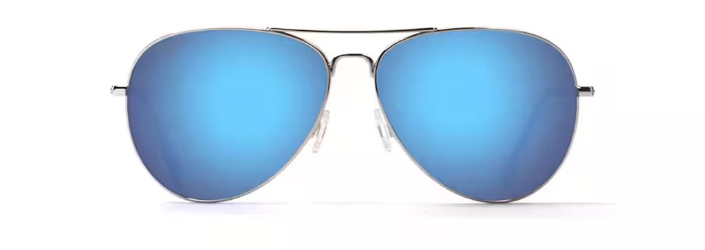 Maui Jim Mavericks Aviator Polarized Sunglasses | Silver Frames with Blue Hawaii Lenses | Maui Jim