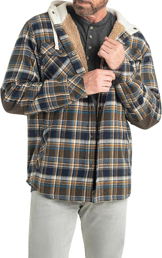Legendary Whitetails Men's Camp Night Berber Lined Hooded Flannel Shirt Jacket | Amazon (US)
