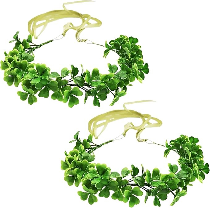 CBLUO 2 Pcs St. Patrick's Day Shamrock Headband Clover Hair Hoops Bands Green Headpiece Hairband ... | Amazon (US)