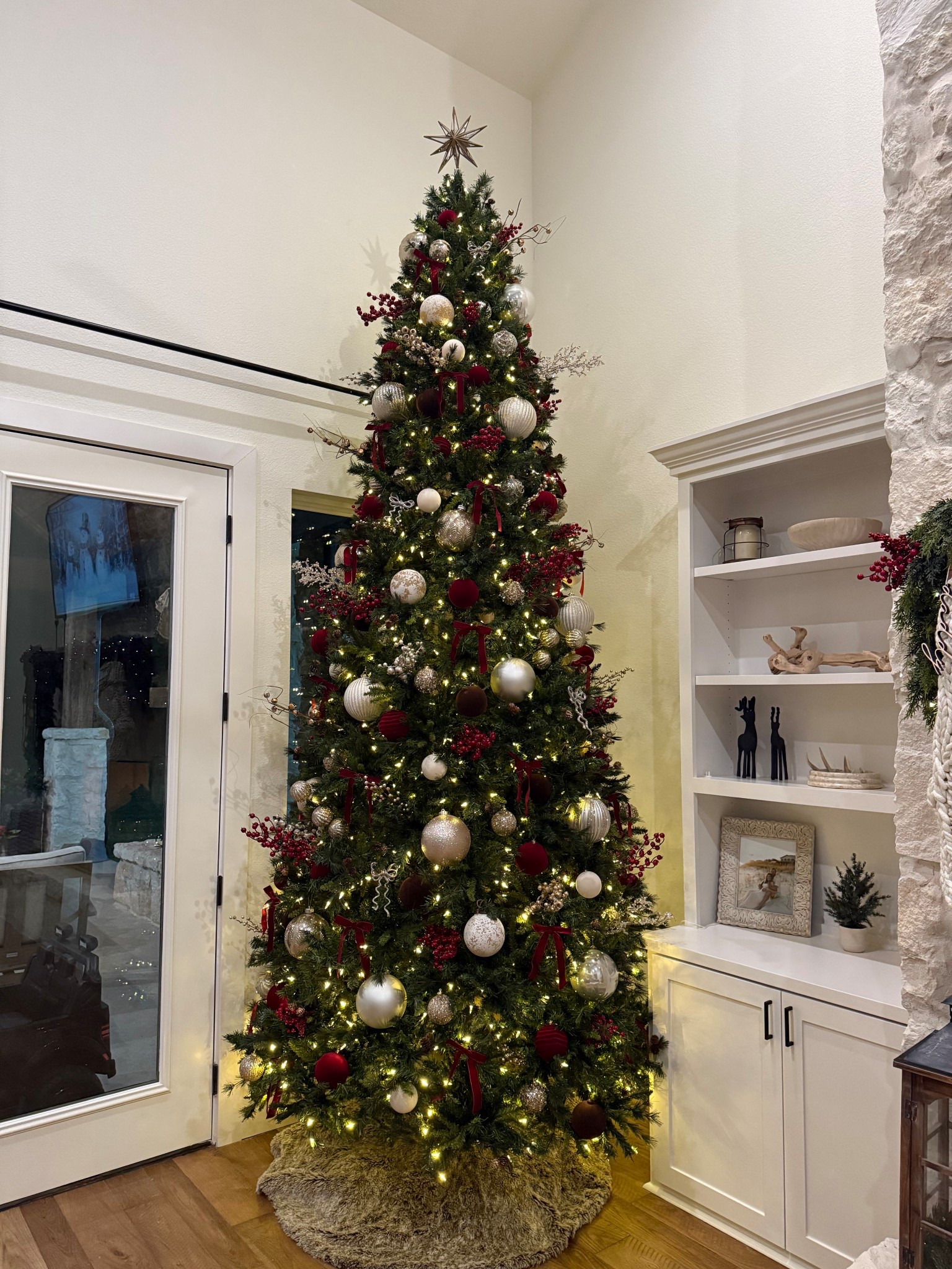 This years Christmas tree is bringing me so much joy with the pops of red  and burgundy! 🥹😍 #christmastree #holiday #christmas

#LTKHoliday #LTKSeasonal #LTKGiftGuide