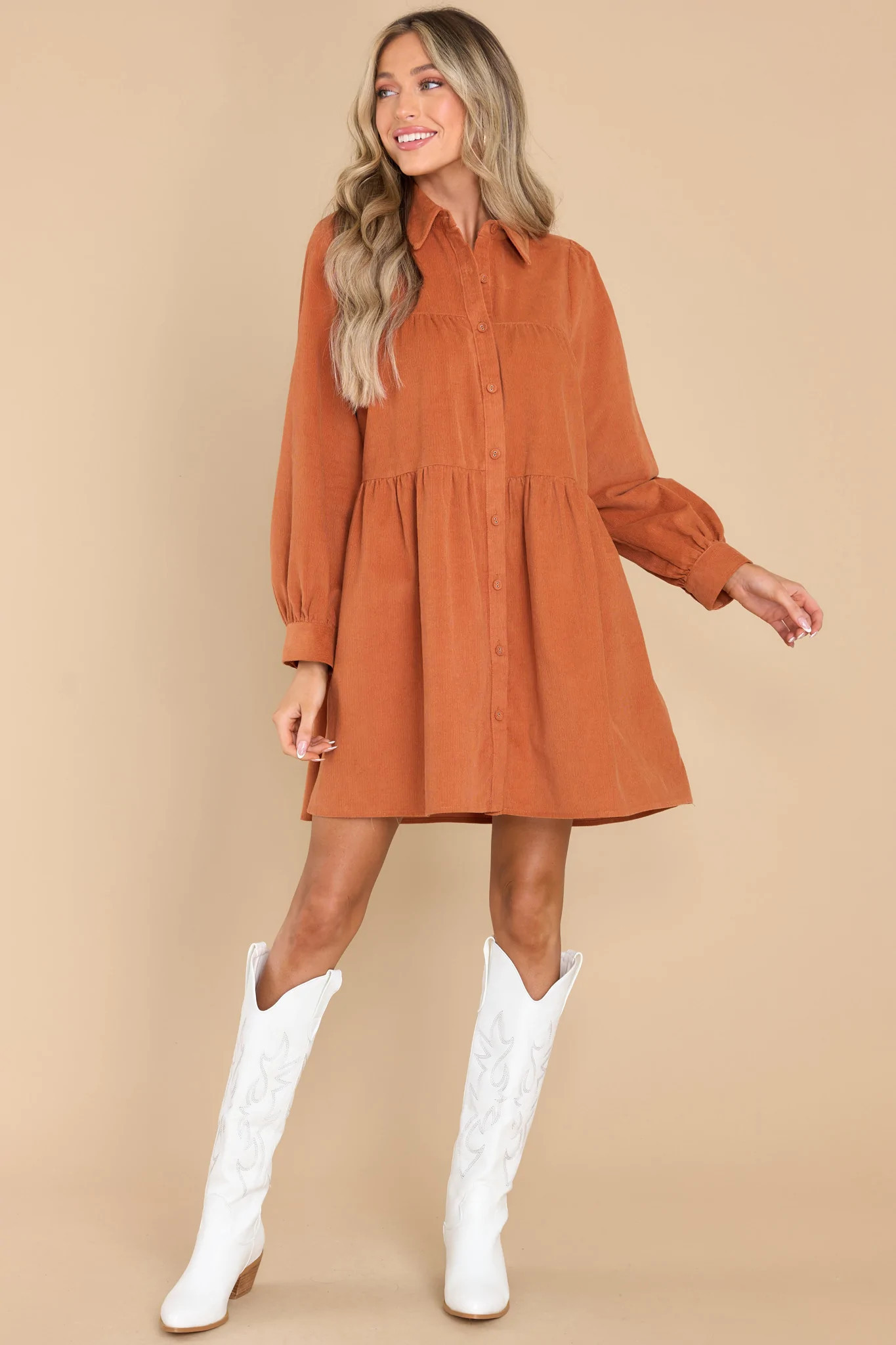 New Habits Burnt Orange Dress | Red Dress 