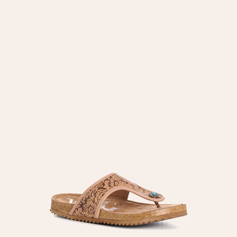 Very G Women’s Brown and Tan Danni Embossed Faux Leather Slip On Sandals | Cavender's