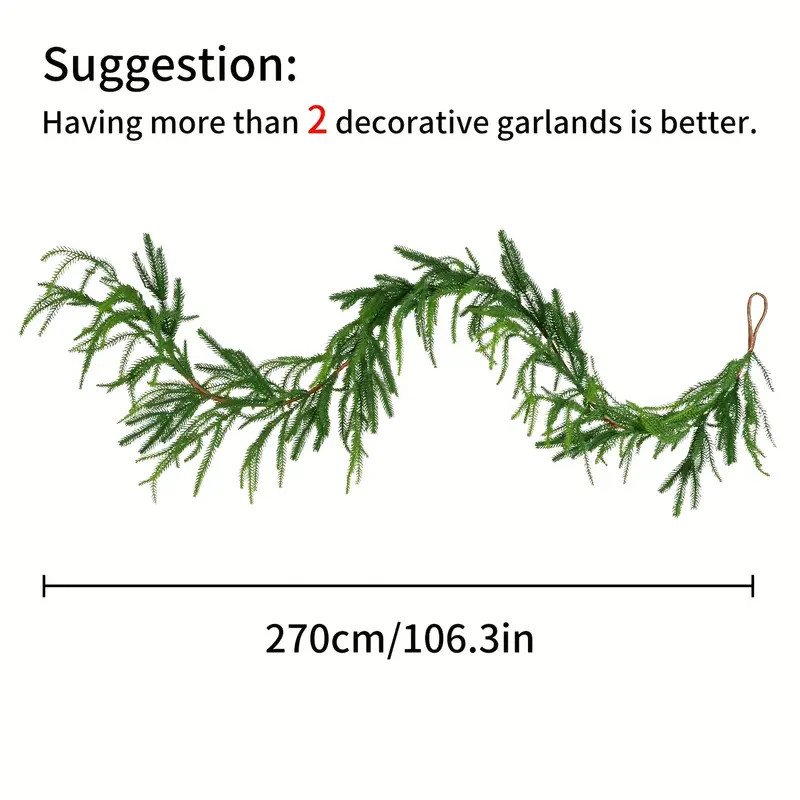 106" Lush Green Artificial Pine Garland - Perfect for Christmas, Holiday Fireplace Mantle & Windo... | Temu Affiliate Program