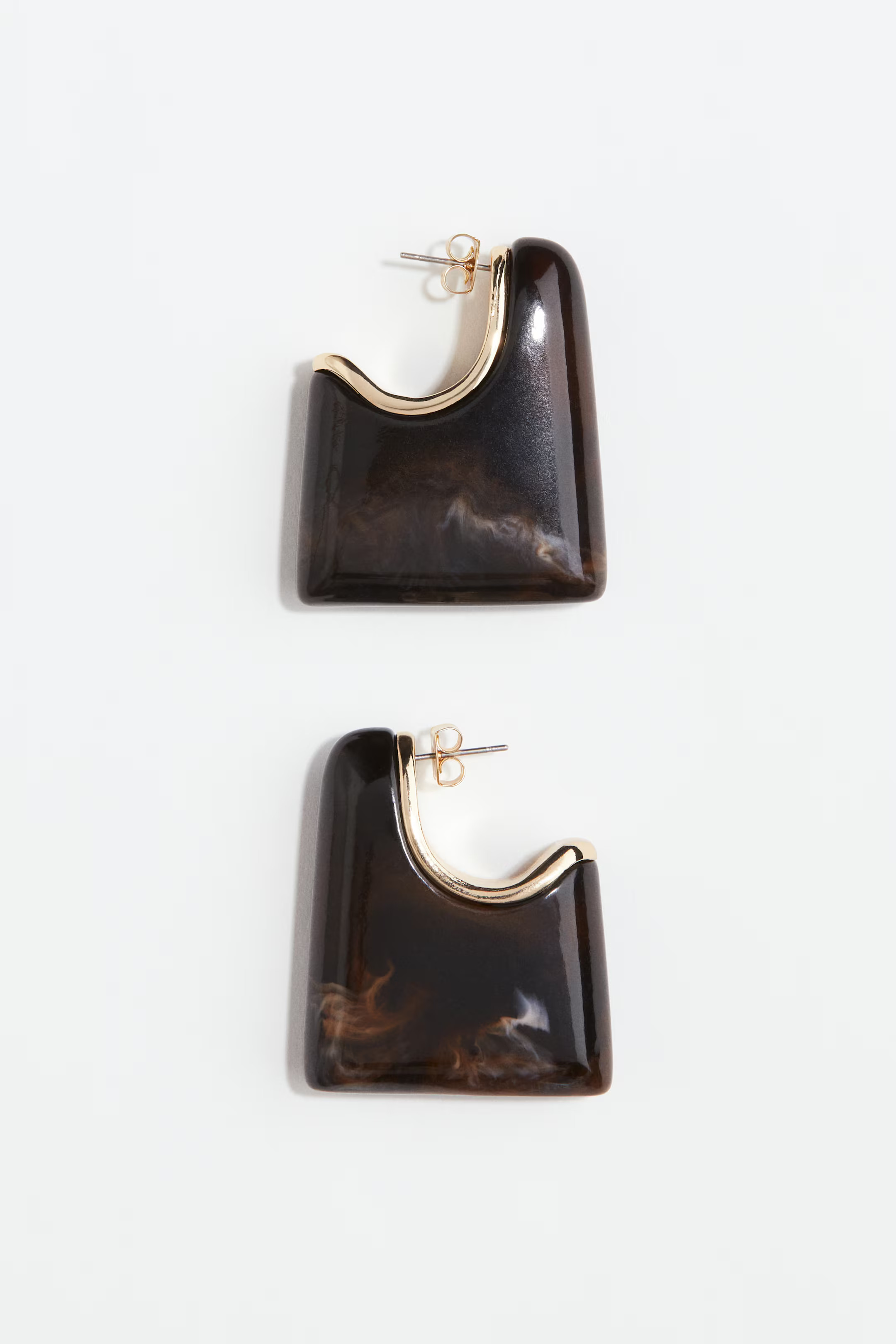 Chunky Earrings - Dark brown/marbled - Ladies | H&M CA | H&M (US + CA)