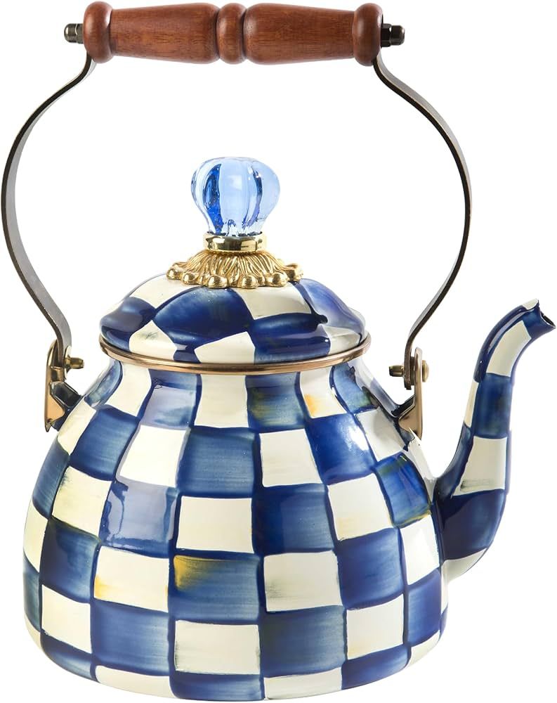 MacKenzie-Childs Royal Check Enamel Tea Kettle, Decorative Tea Kettle, 2-Quart Capacity | Amazon (US)