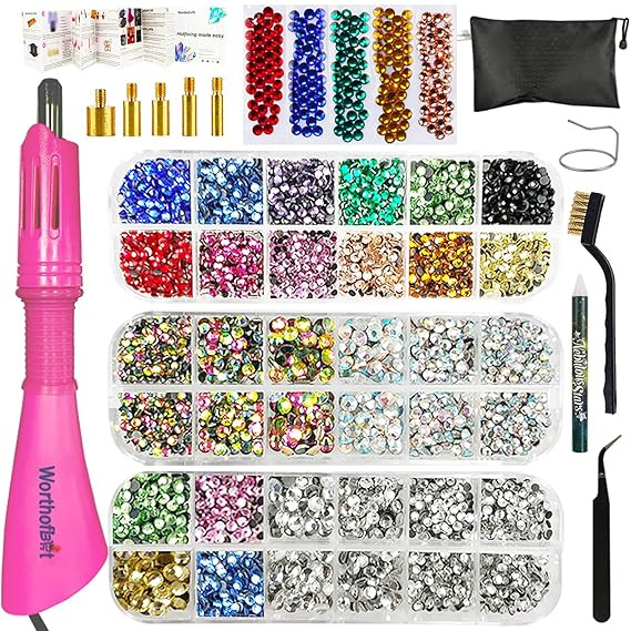 Worthofbest Hotfix Applicator, Rhinestones Setter Wand Tool, Hot fixed Bedazzler Kit, 4560Pcs, AB... | Amazon (US)