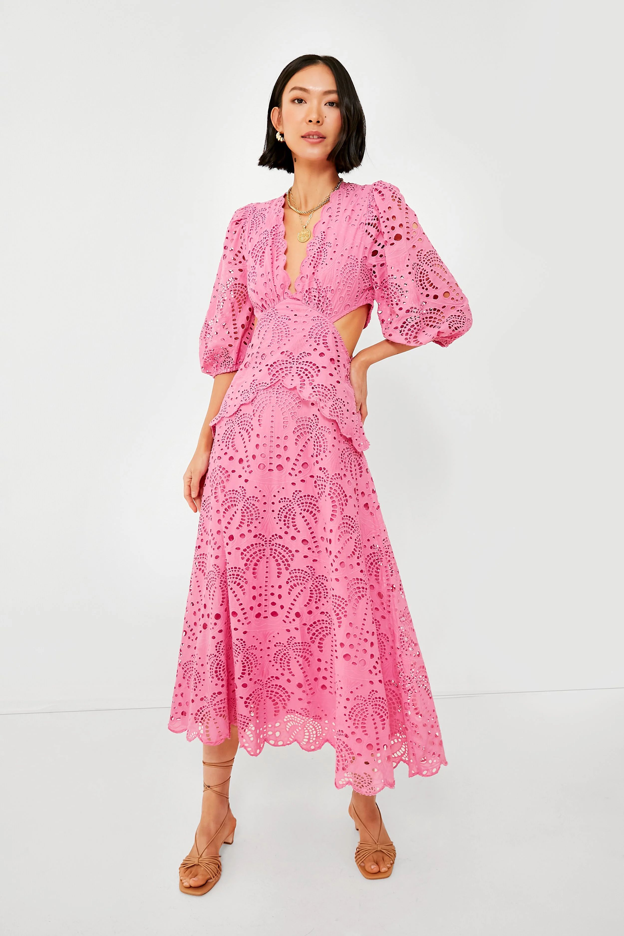 Pink Richilieur Midi Dress | Tuckernuck (US)
