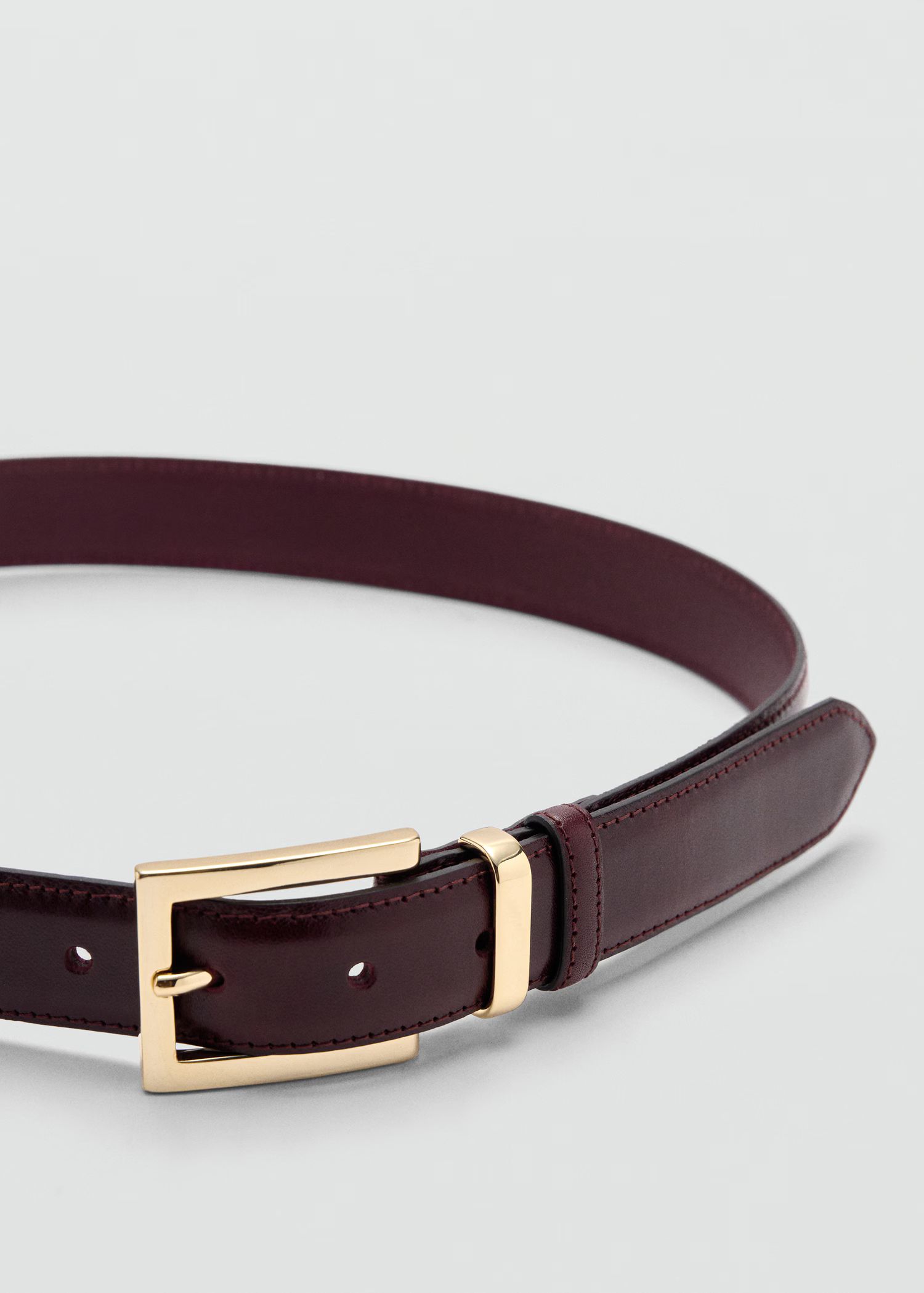 Leather belt with square buckle | MANGO (UK)