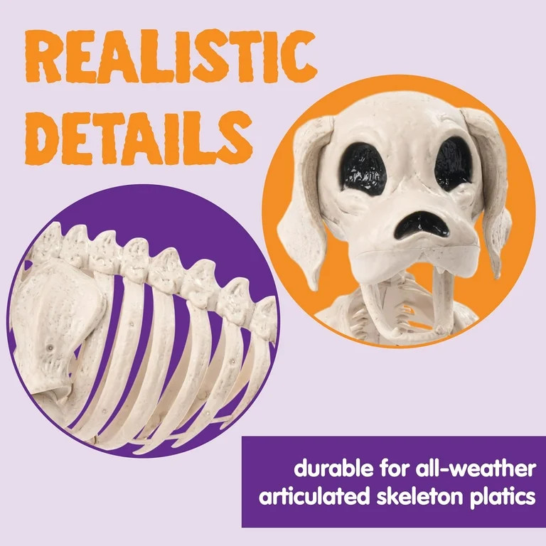 Joyfy 9.8 Inch Halloween Skeleton Dog Skeleton Halloween Decor,Pose-N-Stay Plastic Skeleton Bones... | Walmart (US)