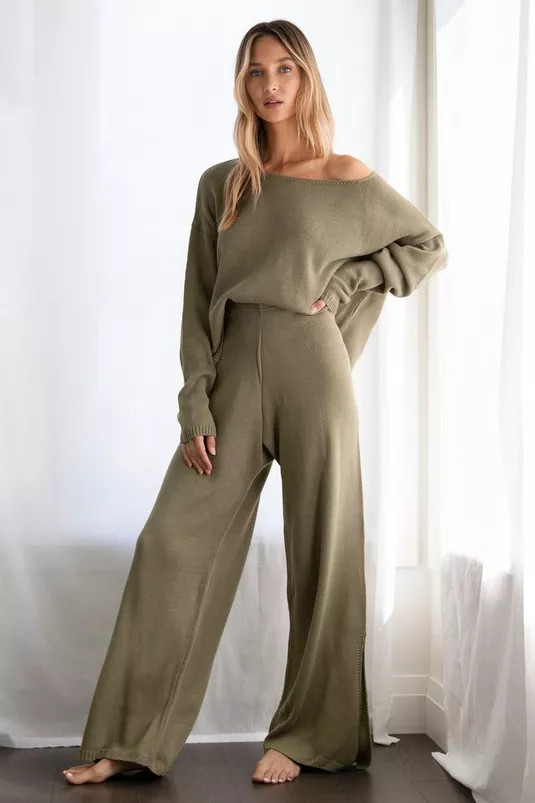 Knit Sweater and Split Hem Pants Set | Nasty Gal (US)