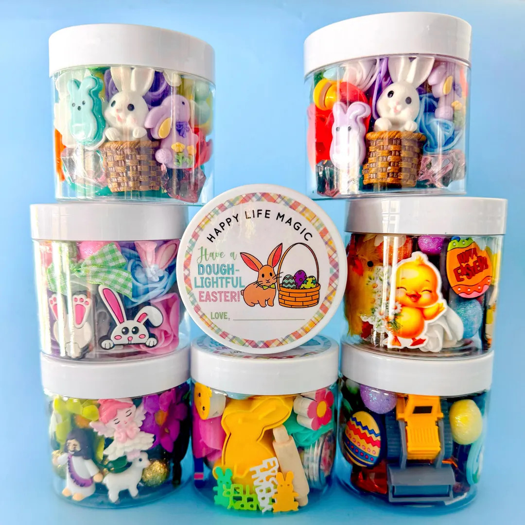 Easter Sensory Play Dough Jar – Spring Themed Sensory Bin – Toddler Easter Basket Stuffer –... | Etsy (US)