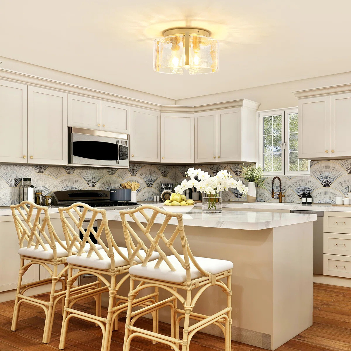 Bora 3 - Light Glass Flush Mount Ceiling Light for Kitchen Bedroom Entryway Hallway | Wayfair North America