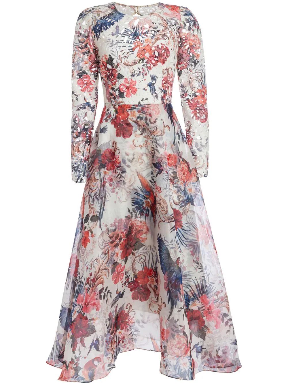 Marchesa Notte floral-print Midi Dress - Farfetch | Farfetch Global