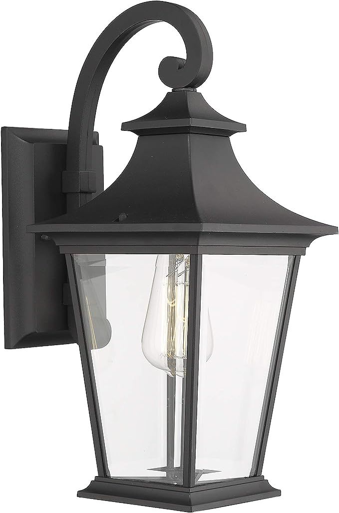 Emliviar Outdoor Wall Lantern, 1-Light Exterior Wall Mount Light with Clear Glass in Black Finish... | Amazon (US)