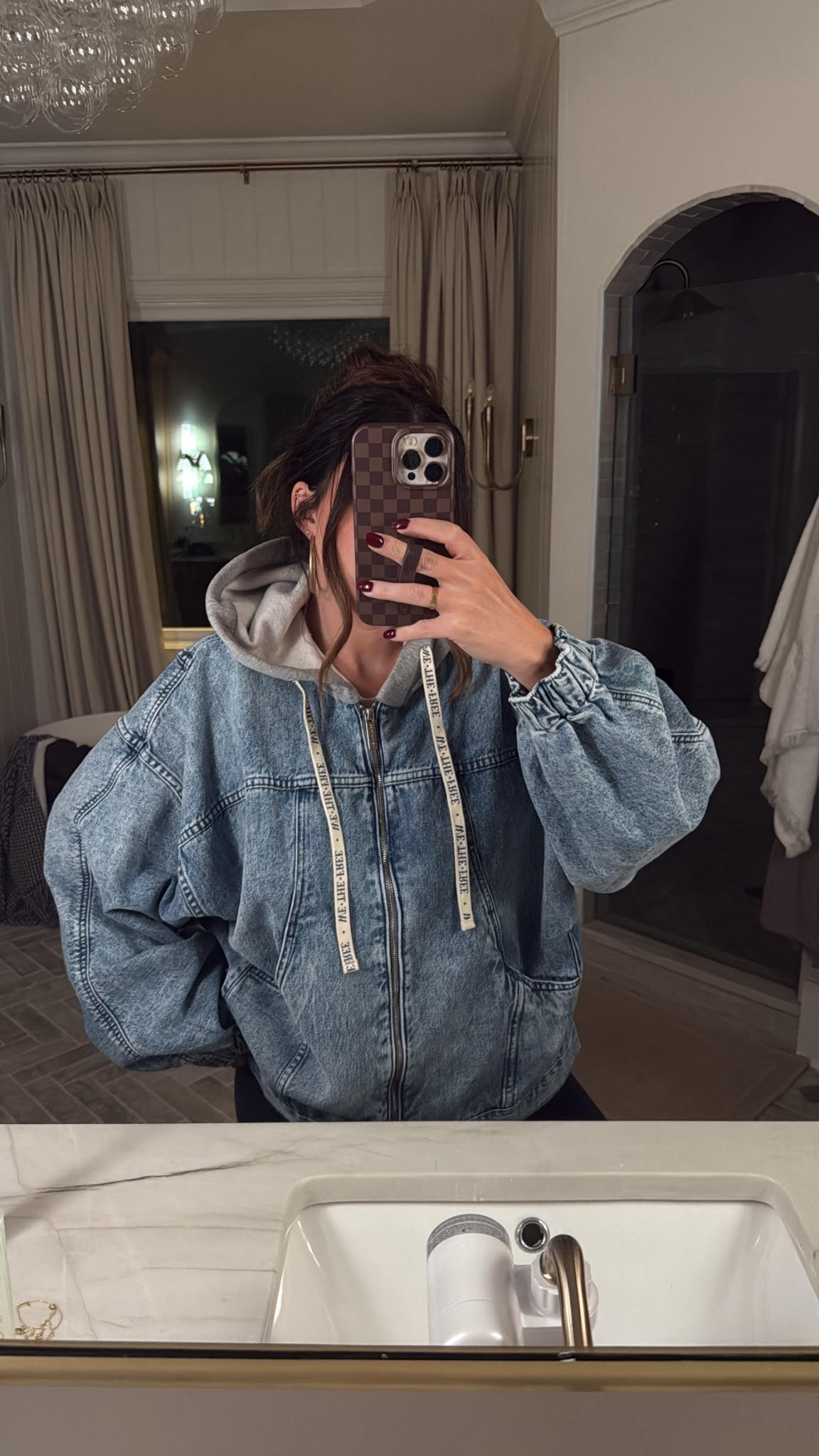 Denim zipper hooded jacket in medium! 

#LTKSeasonal #LTKStyleTip