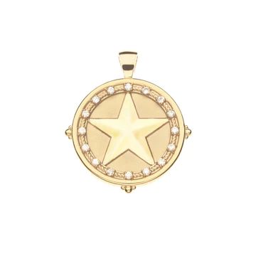 TEXAS JW Original Pendant Coin in 14k Solid Gold with Stones | Jane Win