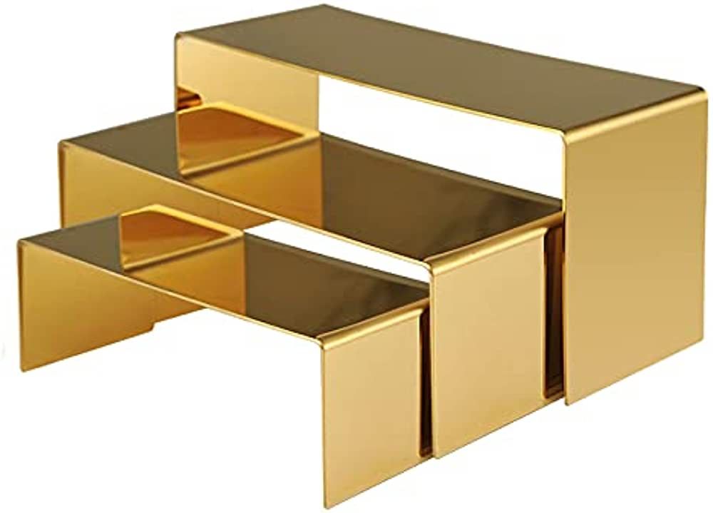 K KAIDIYIN Purse Display Stand, 3 Gold Stainless Steel,Countertop Risers for Display Perfume Hand... | Amazon (US)