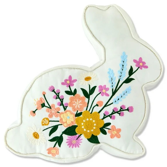 Floral Bunny Decorative Pillow, Multicolor, 14" x 14", Easter by Way To Celebrate | Walmart (US)