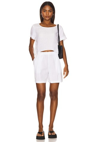 Linen Cropped Tee in White | Revolve Clothing (Global)