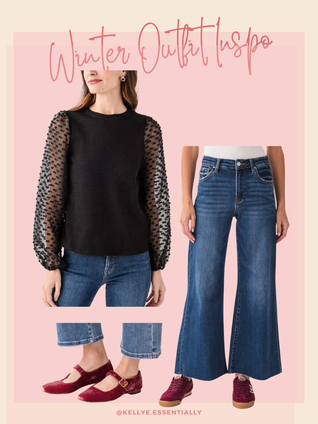 Code CYBER25 for 25% off.
A statement sleeve top paired with wide leg jeans. Velvet Mary Janes add a fun pop of color. 

 #LTKSeasonal #LTKSaleAlert #LTKFindsUnder100