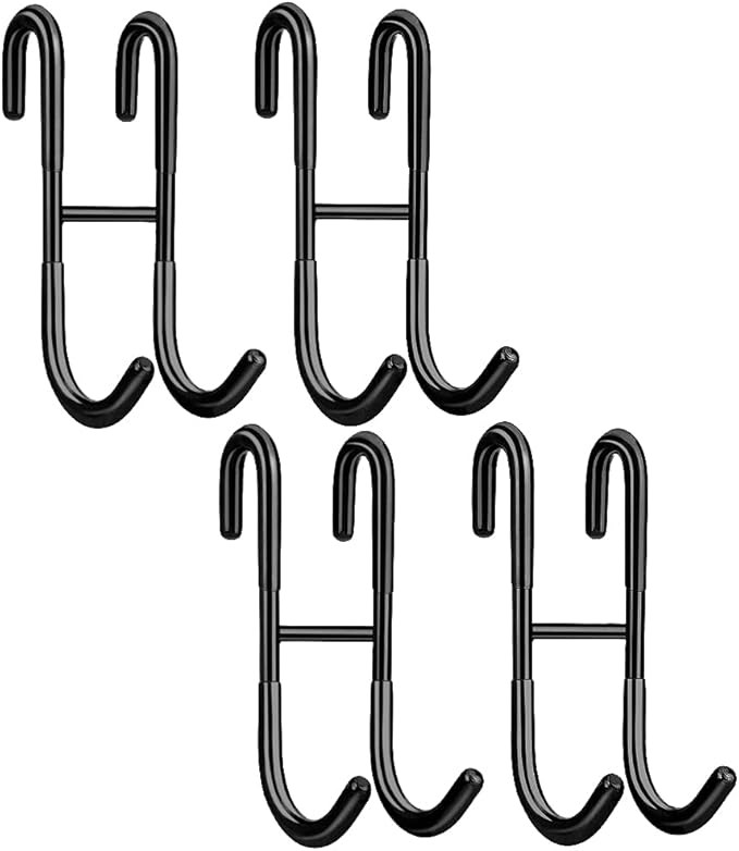 Haitis 4 Pack Over Shower Glass Door Hook, Plated Matt Black, 304 Stainless Steel Rack Hooks, Bat... | Amazon (US)