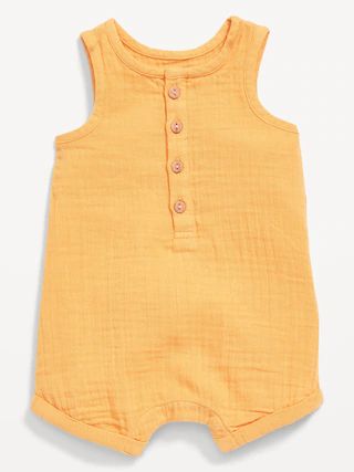 Unisex Sleeveless Henley Romper for Baby | Old Navy (US)